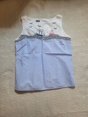 Talbots Crewcuts White, Light Blue and Pink Sailboat Tank Top